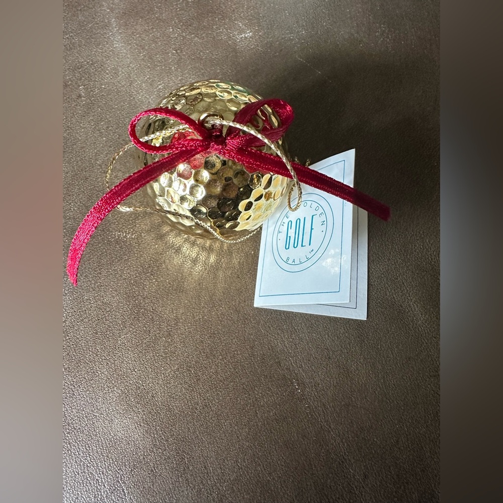 Prosperity Golden Golf Ball with Red Ribbon